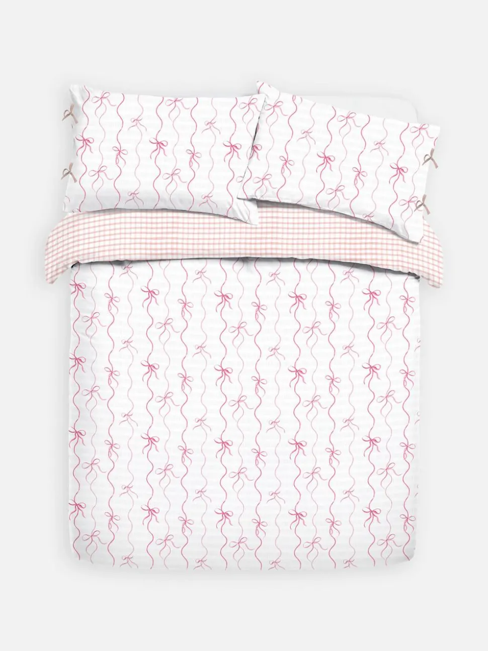 Seersucker-Bettwäsche mit Schleifenmuster, Doppelbett