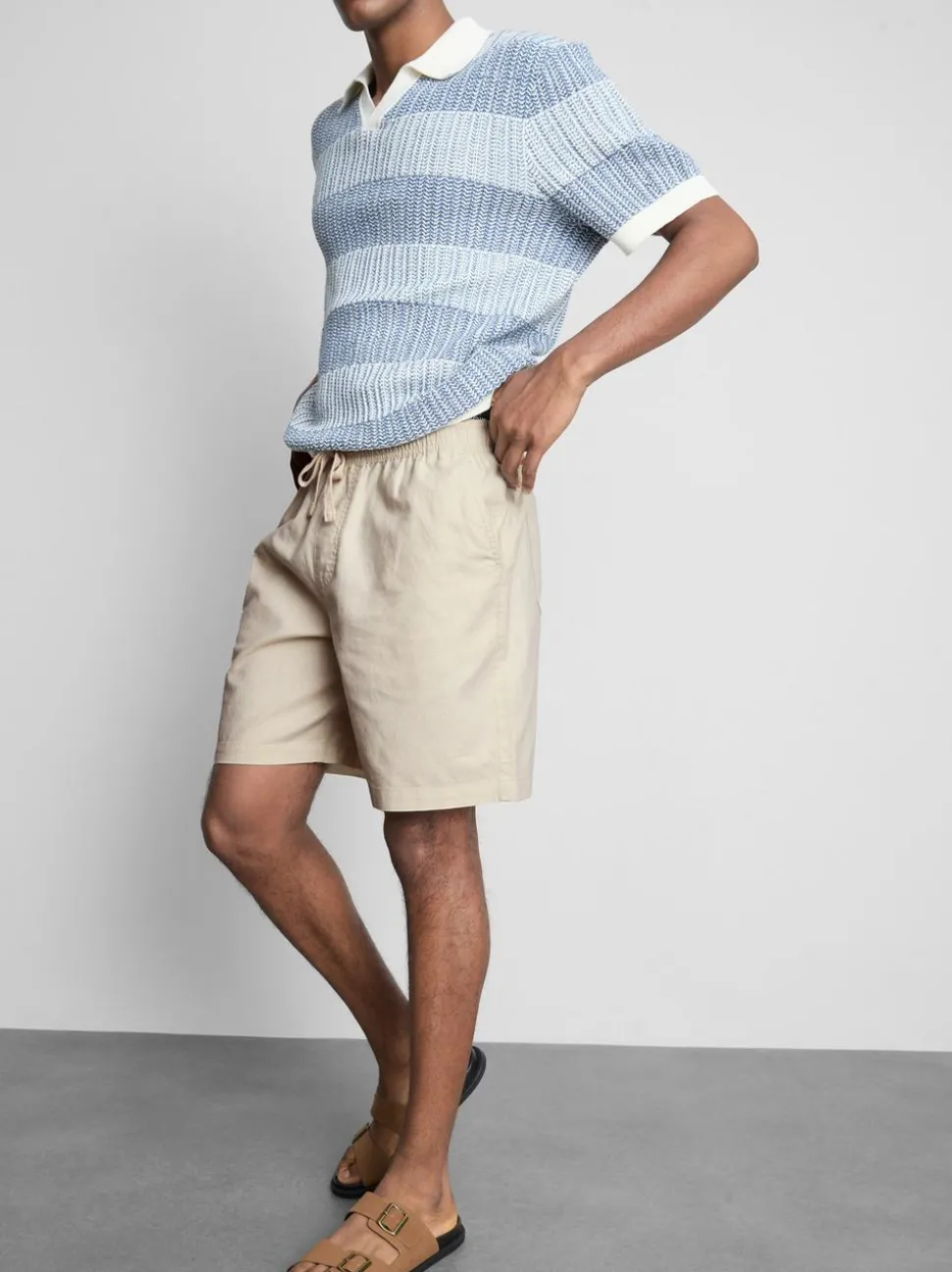 Shorts aus Leinengemisch mit Kordelzug