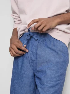Shorts aus Leinengemisch mit Kordelzug