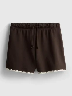 Shorts mit hohem Baumwollanteil und Häkelbesatz