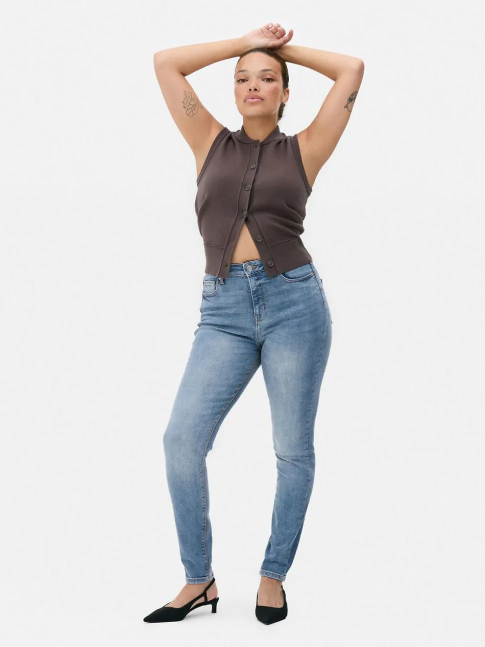 Skinny-Fit Jeans mit hohem Bund