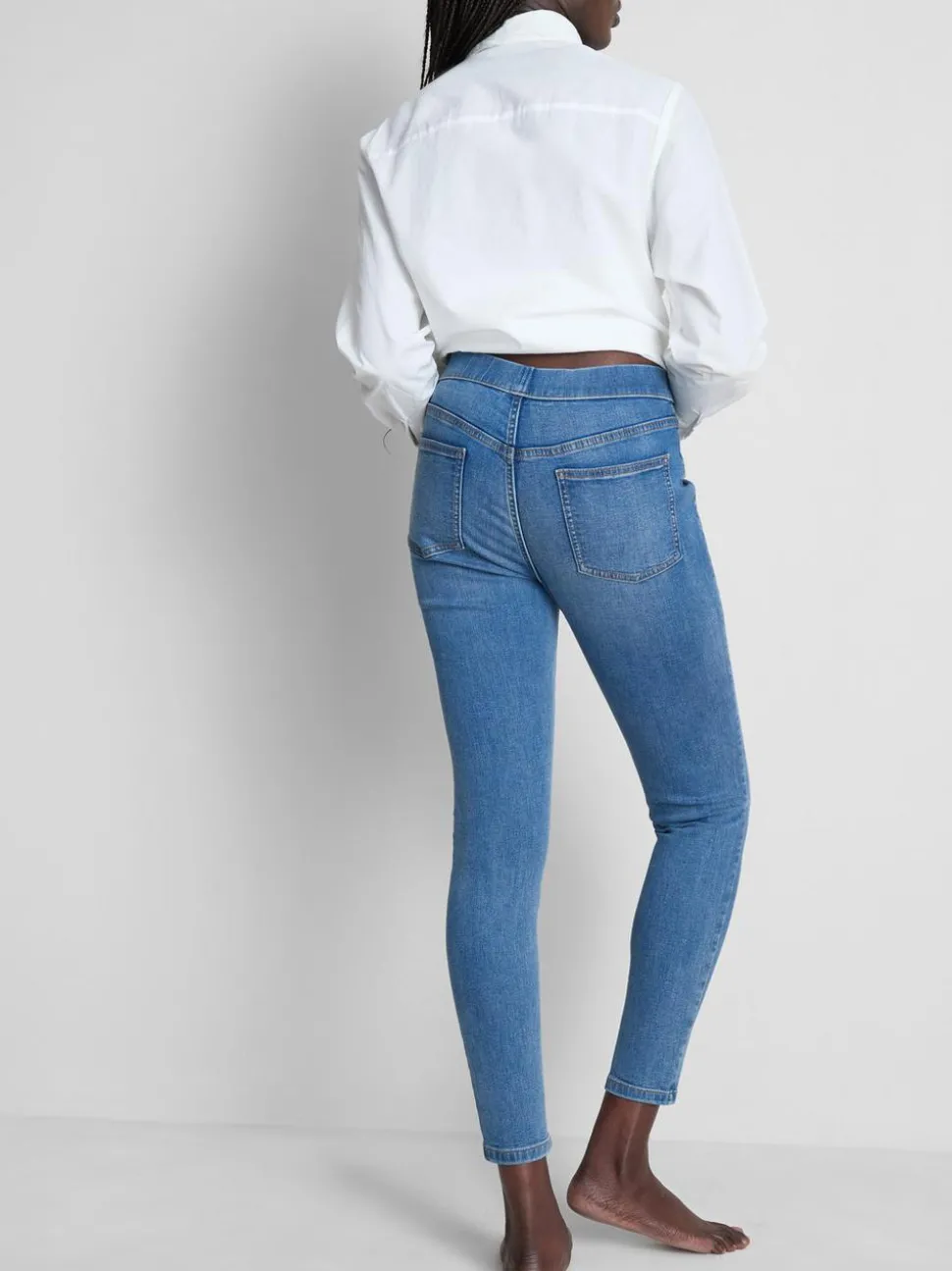 Skinny-Jeggings aus reiner Baumwolle mit mittelhohem Bund