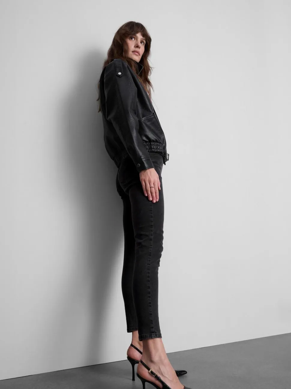 Skinny-Jeggings aus reiner Baumwolle mit mittelhohem Bund