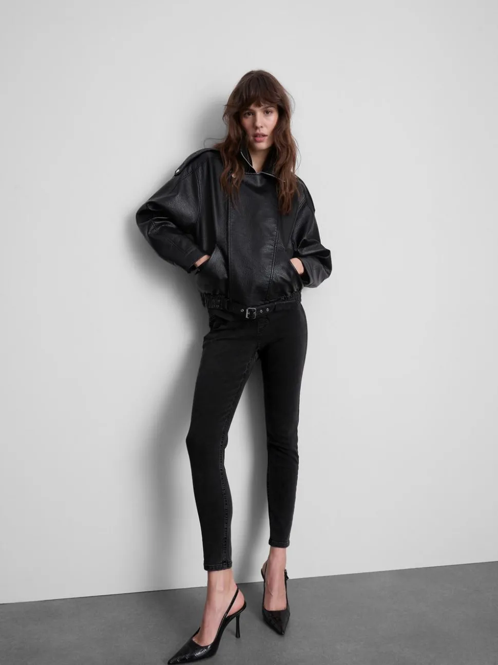 Skinny-Jeggings aus reiner Baumwolle mit mittelhohem Bund