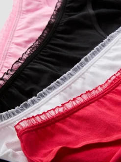 Slips mit hohem Bund und Rüschensaum, 4er-Pack