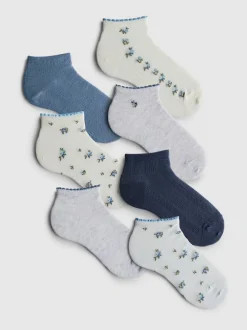 Sneakersocken mit Blümchenmuster, 7er-Pack