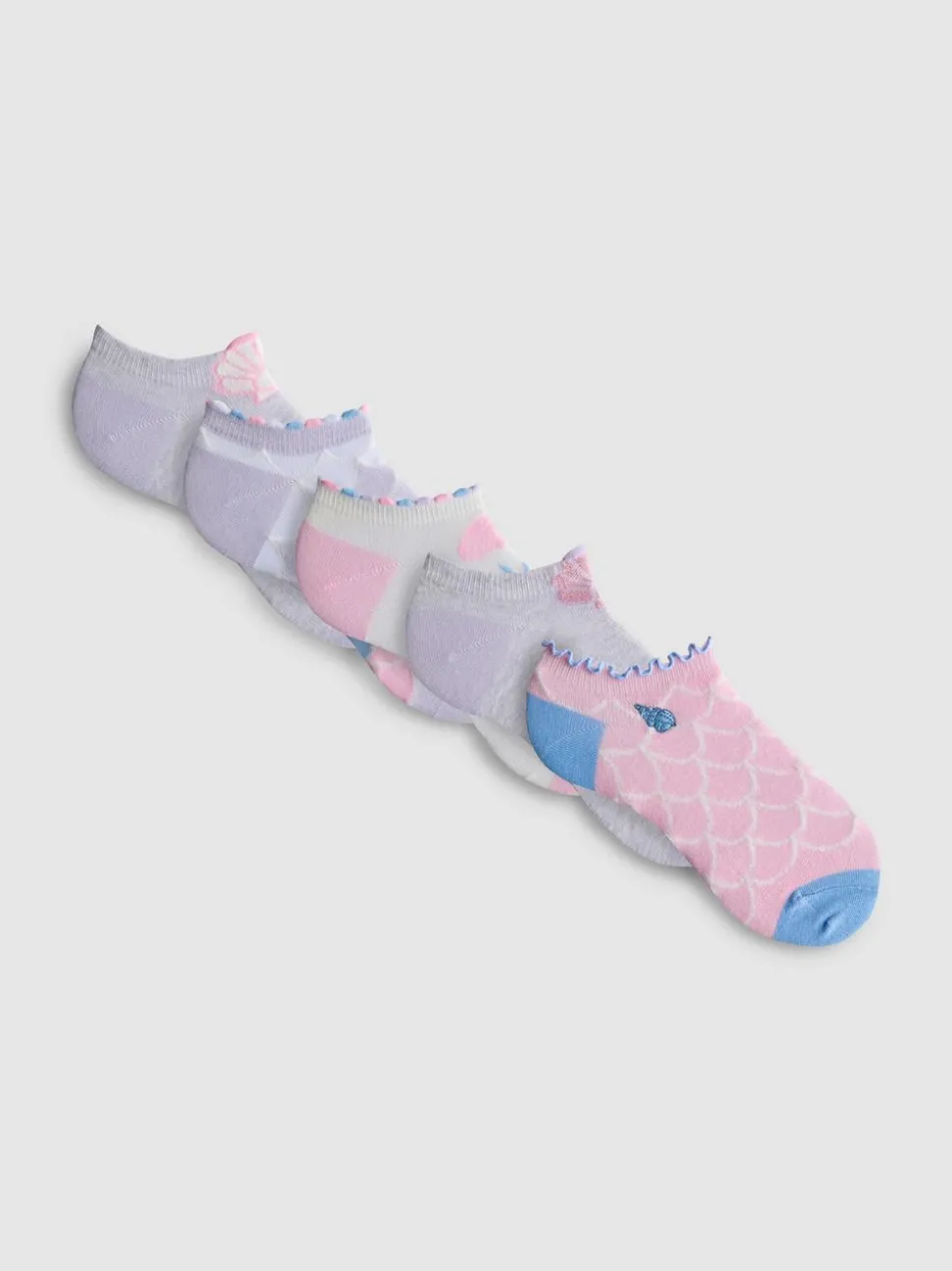 Sneakersocken mit Muschelgrafik, 5er-Pack