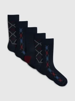 Socken mit Argyle-Muster und hohem Baumwollanteil, 5er-Pack