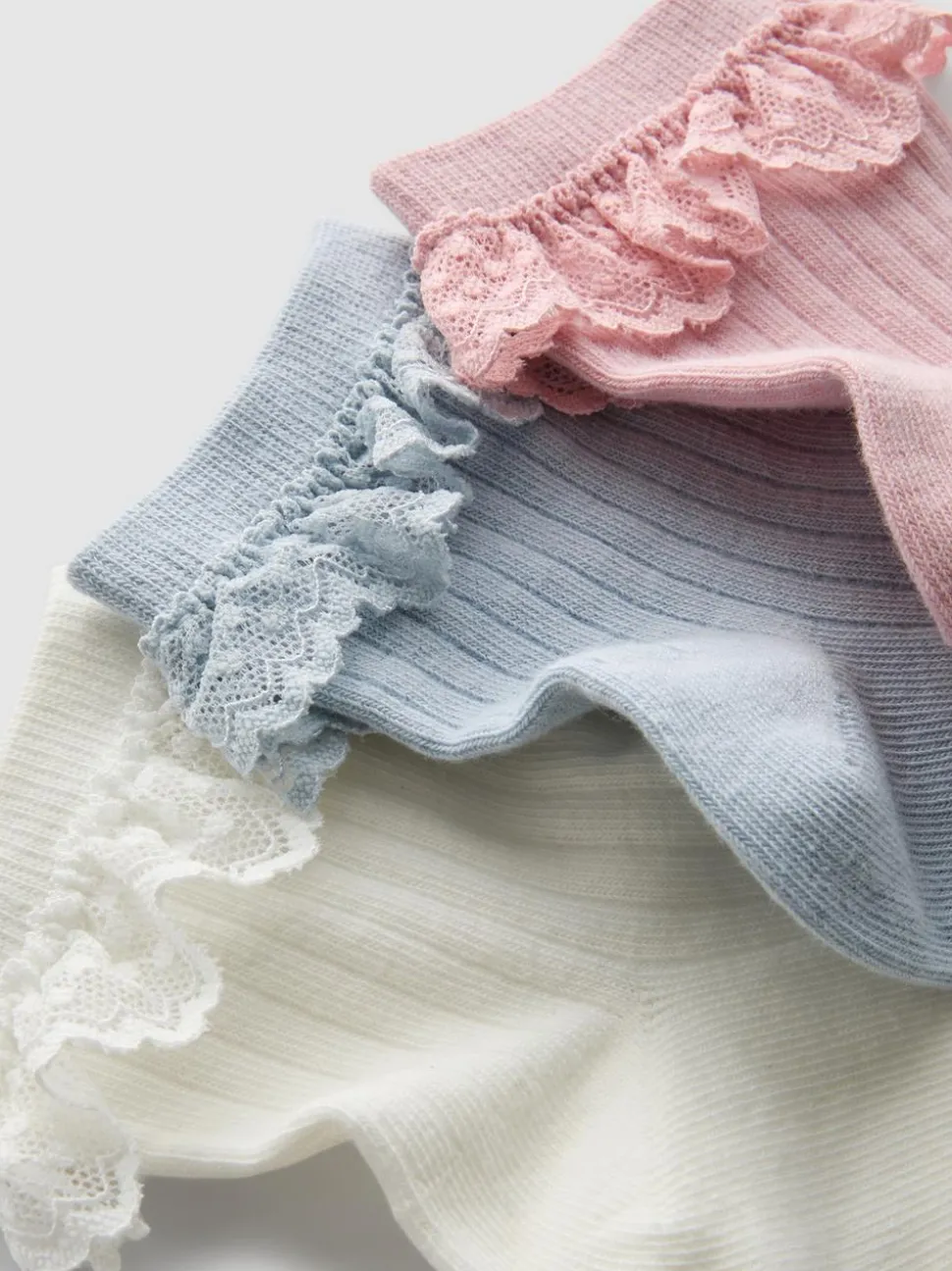 Socken mit hohem Baumwollanteil und Rüschensaum in Viertellänge, 5er-Pack