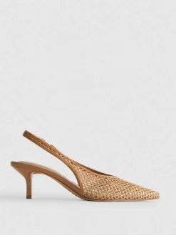 Spitze Pumps aus gewebtem Netzstoff
