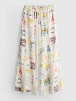 Strandhose mit weitem Bein und Muster