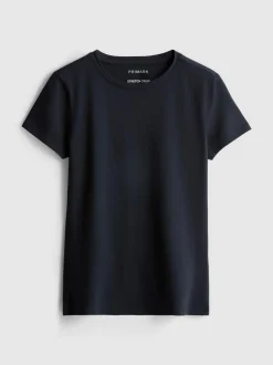 Stretch-T-Shirt aus Baumwolle mit Rundhalsausschnitt