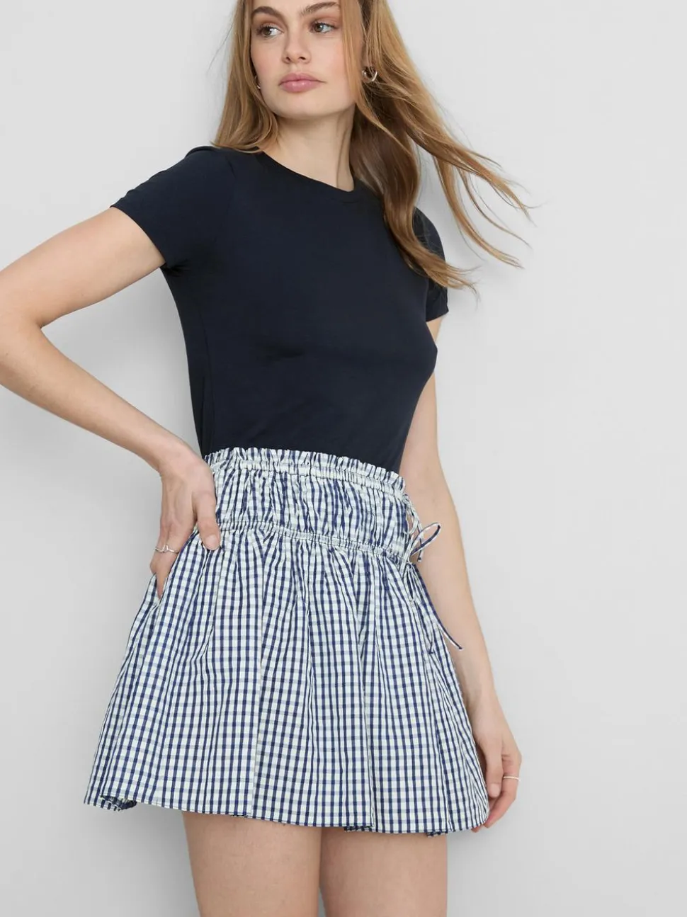 Stretch-T-Shirt aus Baumwolle mit Rundhalsausschnitt