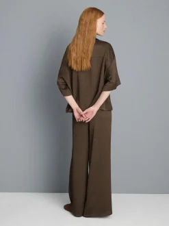 Strukturierte Satinhose mit geradem Bein