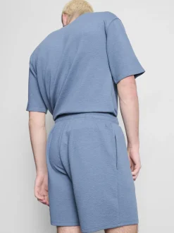 Strukturierte Schlafanzugshorts mit Kordelzug