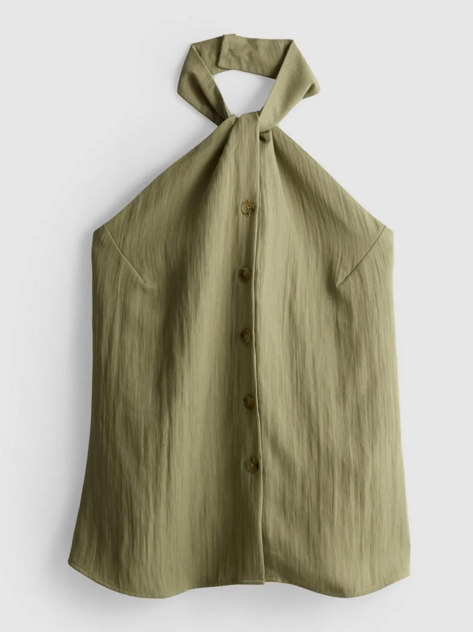 Strukturiertes Neckholder-Top mit Knopfleiste
