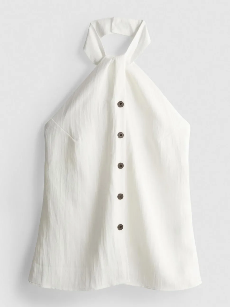 Strukturiertes Neckholder-Top mit Knopfleiste