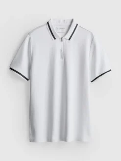 Strukturiertes Poloshirt mit Reißverschluss