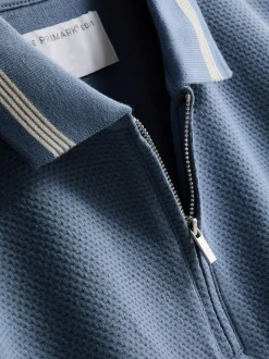 Strukturiertes Poloshirt mit Reißverschluss