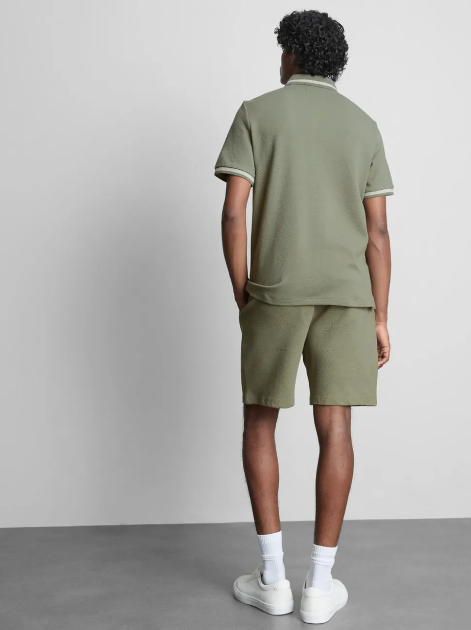 Strukturiertes Poloshirt mit Reißverschluss