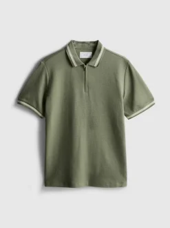 Strukturiertes Poloshirt mit Reißverschluss