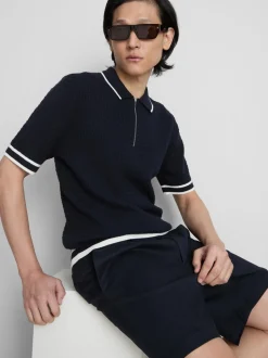 Strukturiertes „The Edit“ Poloshirt mit Reißverschluss