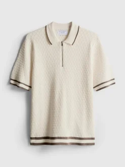 Strukturiertes „The Edit“ Poloshirt mit Reißverschluss