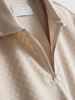 Strukturiertes „The Edit“ Poloshirt mit Reißverschluss