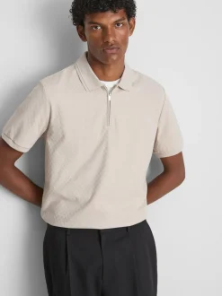 Strukturiertes „The Edit“ Poloshirt mit Reißverschluss