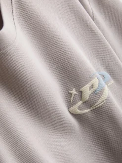 Strukturiertes T-Shirt mit Logo-Grafik