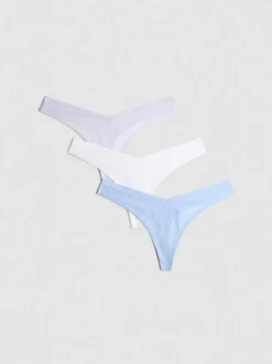 Strukturierte Tangas mit hohem Beinschnitt, 3er-Pack