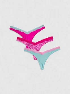 Tangas mit Spitzenbesatz, 3er-Pack
