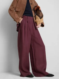 „The Edit“ Leinenhose mit weitem Bein und Bundfalten