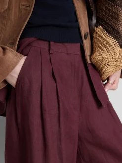 „The Edit“ Leinenhose mit weitem Bein und Bundfalten