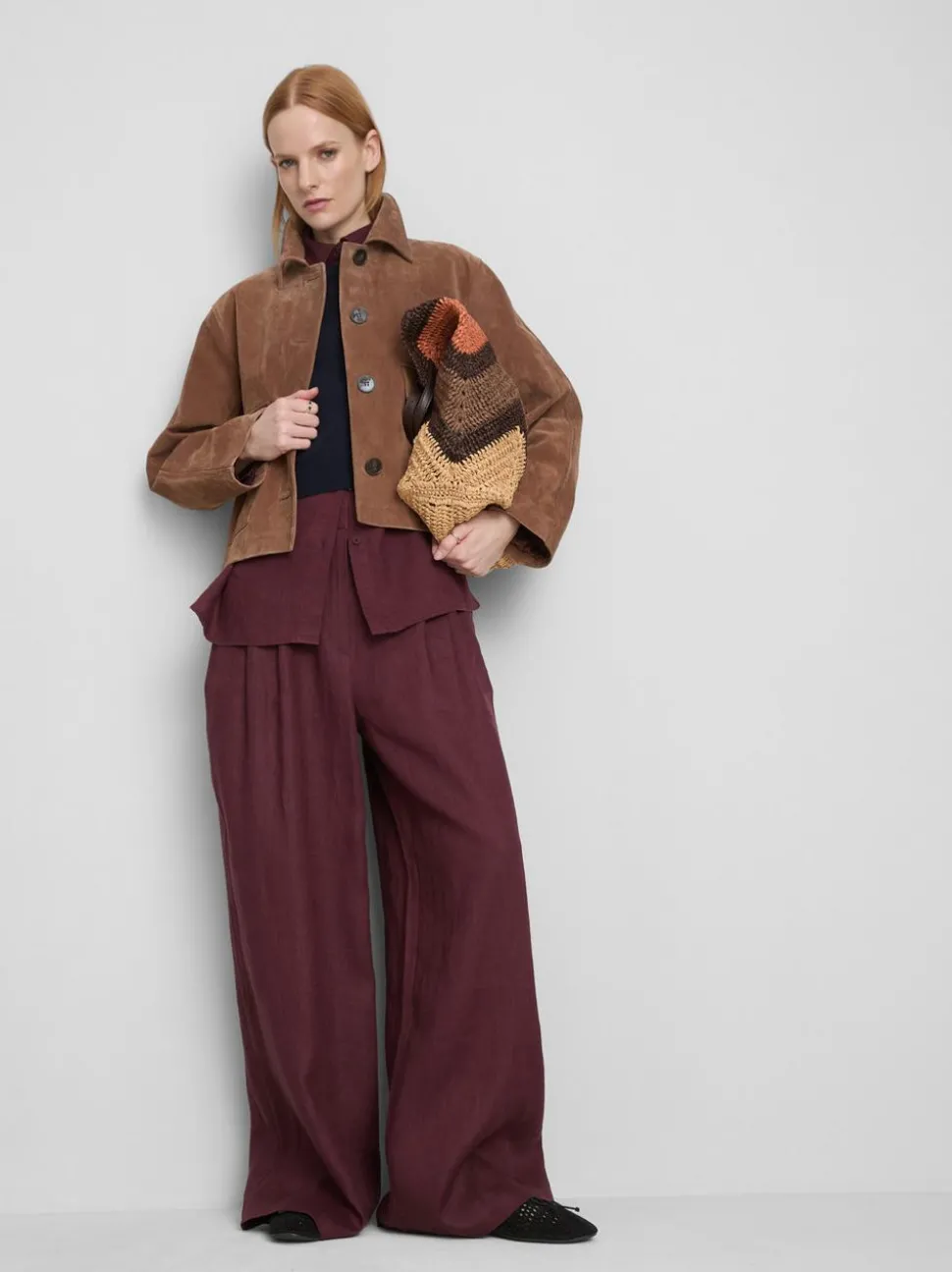 „The Edit“ Leinenhose mit weitem Bein und Bundfalten