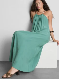 „The Edit“ Midi-Säulenkleid mit perlenbesetzten Trägern