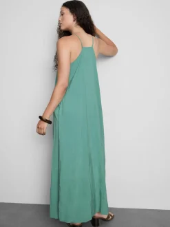 „The Edit“ Midi-Säulenkleid mit perlenbesetzten Trägern