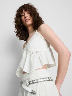 The Primark Scene | Baumwoll-Top mit Lochstickerei und V-Ausschnitt