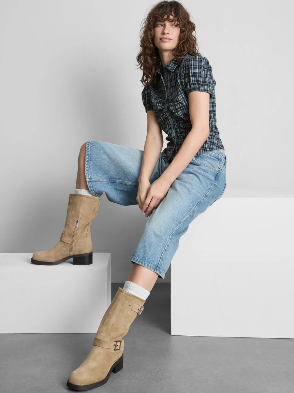 The Primark Scene | Figurbetontes, kariertes Hemd mit Raffung