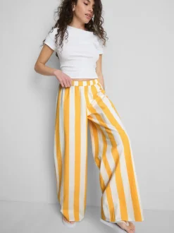 The Primark Scene | Gestreifte Baumwollhose mit weitem Bein