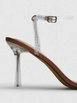 Transparente Sandaletten mit Strasssteinen