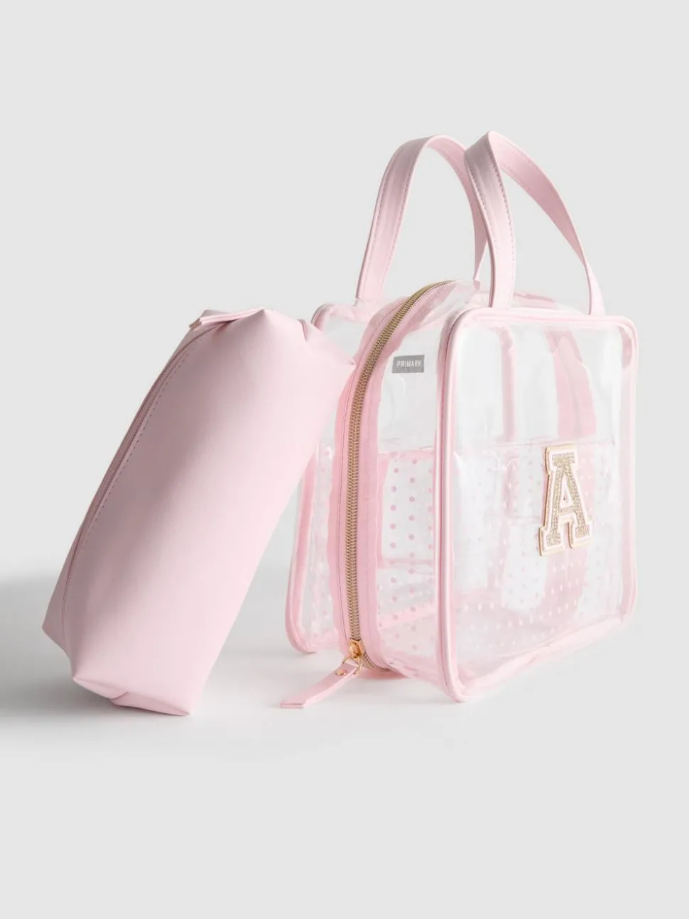Transparentes Make-up-Taschen-Set mit Initiale
