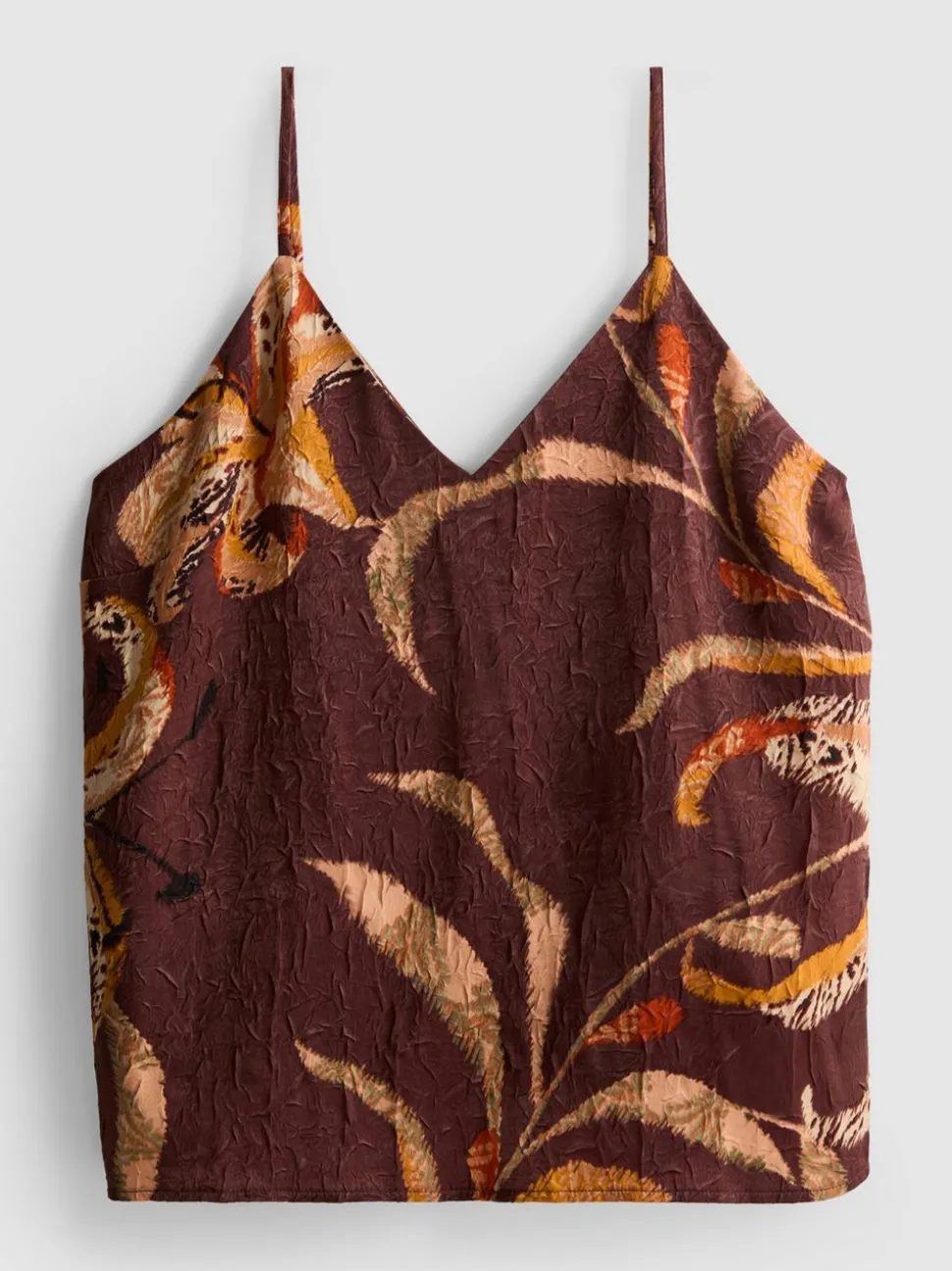 Trägertop aus Satin in Knitteroptik mit Blumenmuster