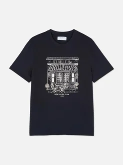 T-Shirt mit Café-Grafik