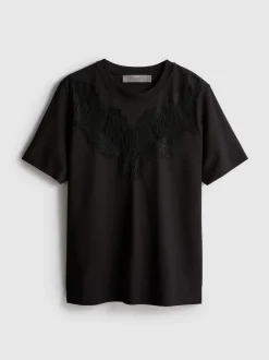 T-Shirt mit Spitzeneinsatz