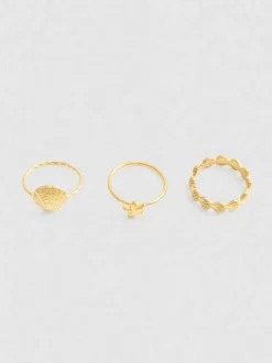 Wasserfeste Ringe mit Muscheldesigns, 3er-Pack