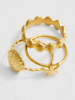Wasserfeste Ringe mit Muscheldesigns, 3er-Pack