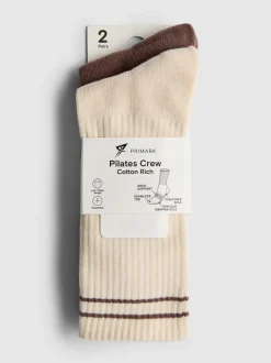 Yoga Active-Crew-Socken mit hohem Baumwollanteil, 2er-Pack