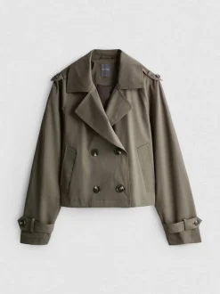 Zweireihiger, gerade geschnittener Trenchcoat